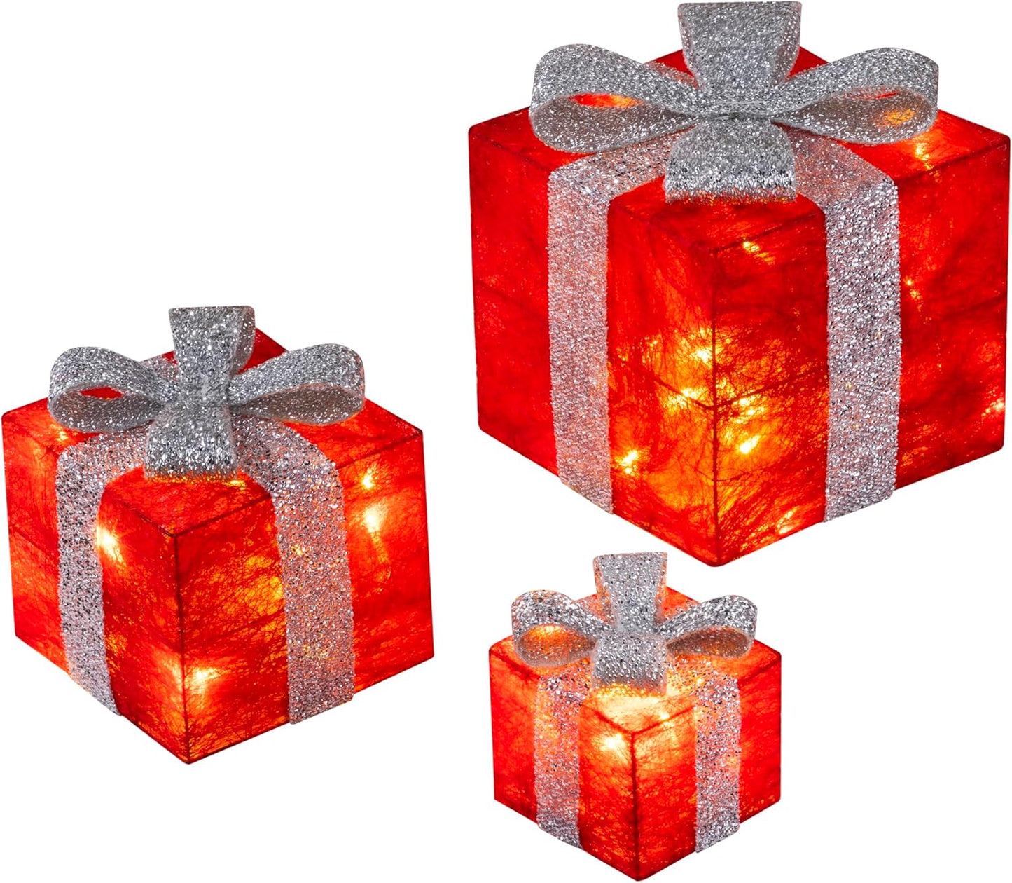 3er-Set Led Geschenke mit Timer, Rot