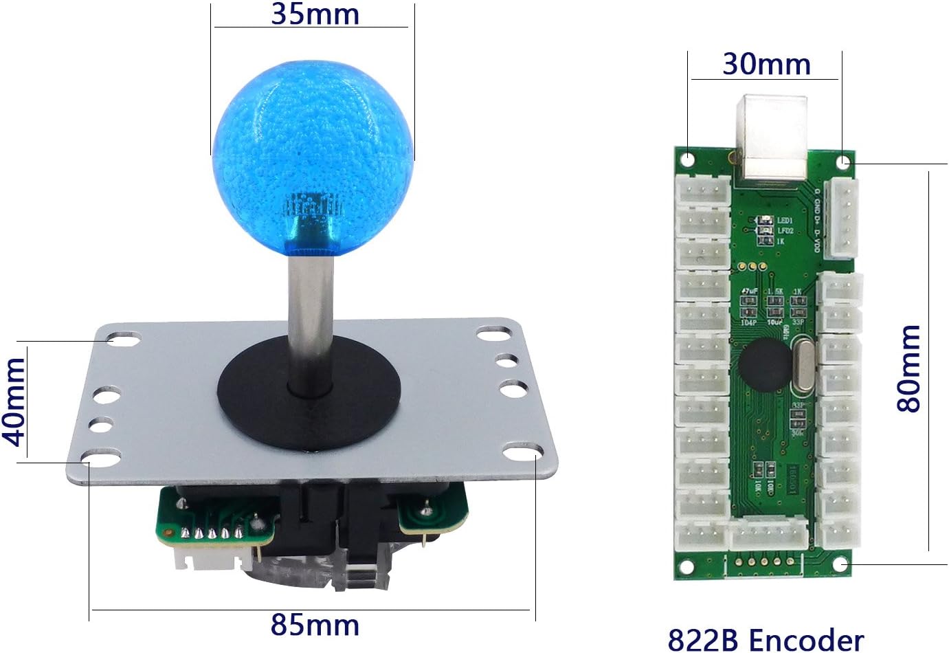 Arcade DIY Kit: Mechanisches Tastatur- und Joystick-Set, blue