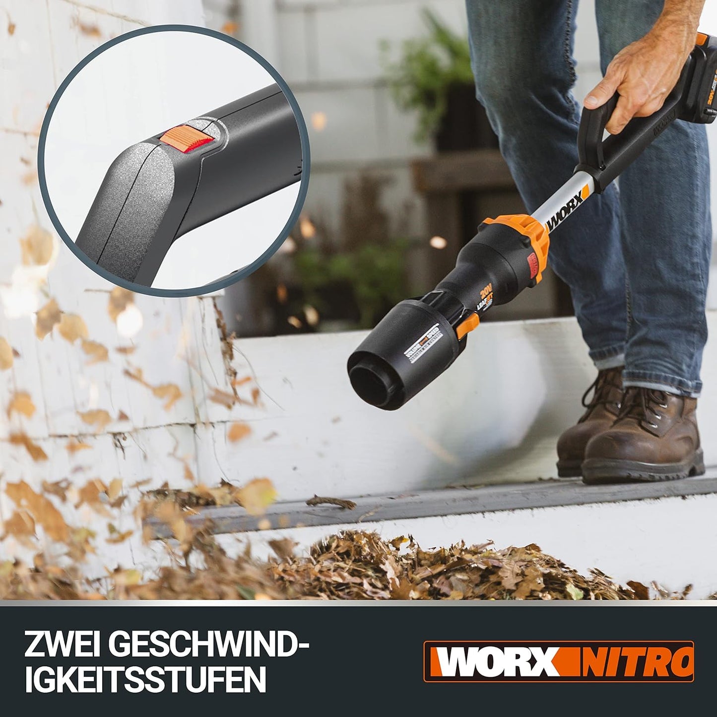 Akku-Laubbläser WG543E.9, Luftgeschwindigkeit 209 km/h Ohne Akku & Ladegerät