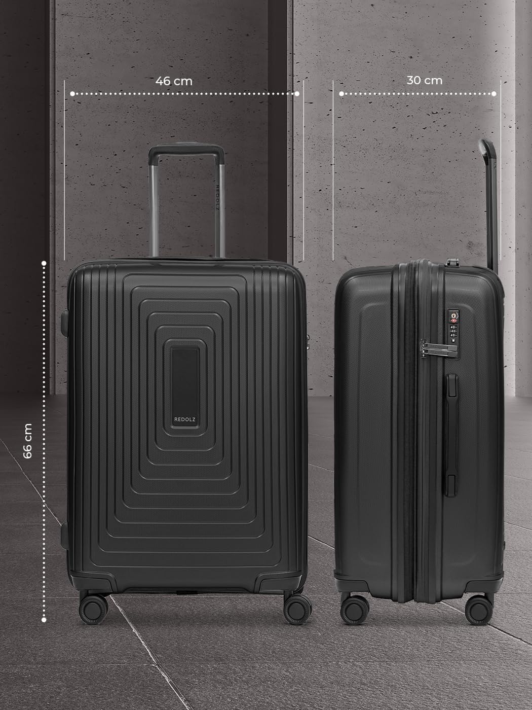 Essentials 14 4-Rollen Trolley 65 cm mit Dehnfalte, Black Metallic Trolley M+ (66 cm) erweiterbar