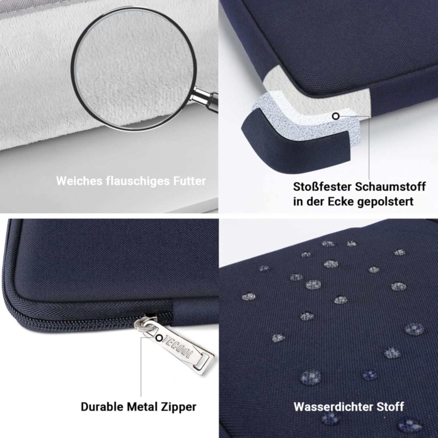 Wasserdichte Laptoptasche, 15,6 Zoll Dunkelblau