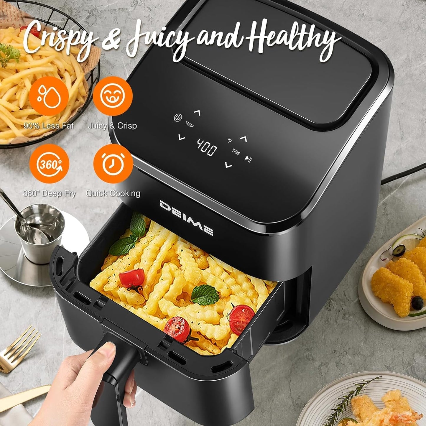 Heissluftfritteuse 2,5 l kompakt digital, Schwarz