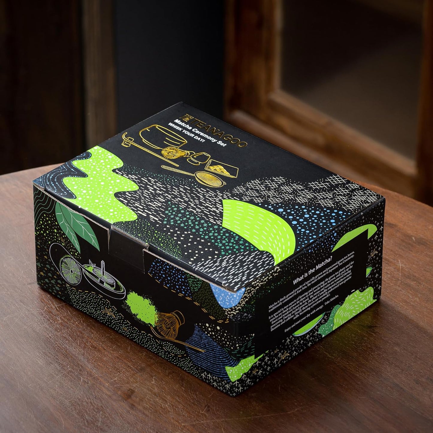7-teiliges Matcha-Tee-Set, 7Stück/Set, Schüssel mit Ausgießer Farbverlauf Marine