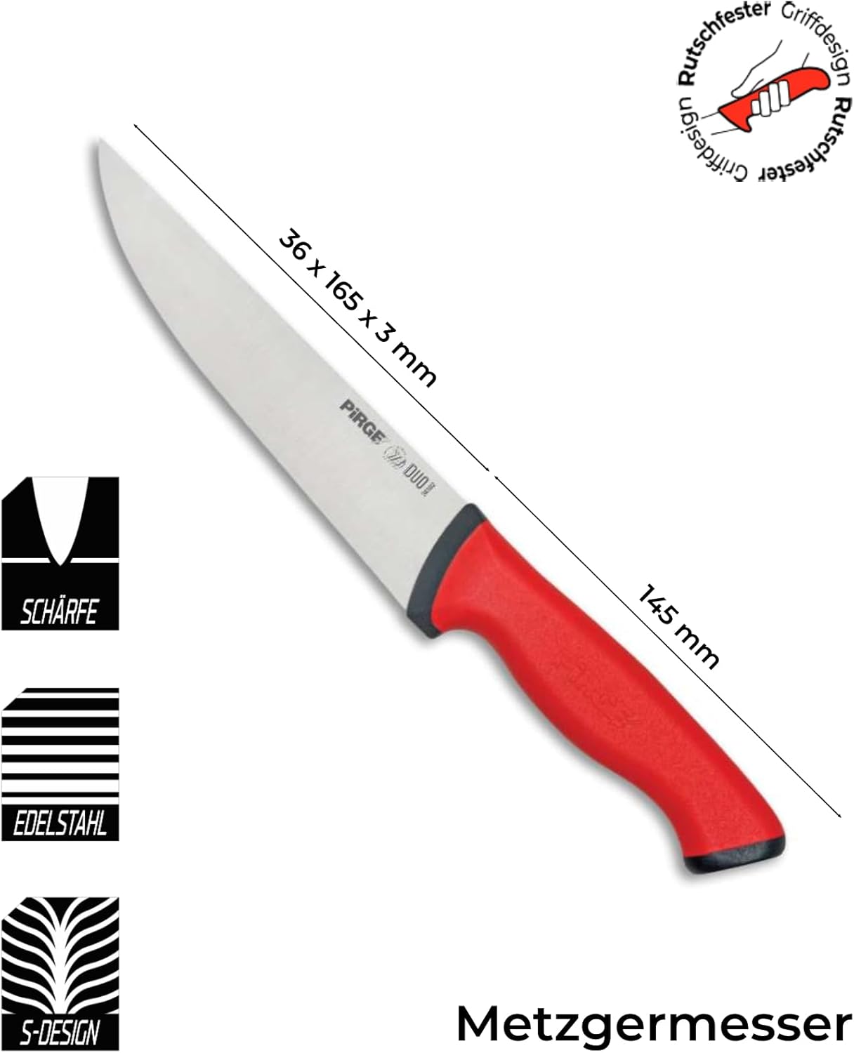 Fleischermesser, 16,5 cm|Rot