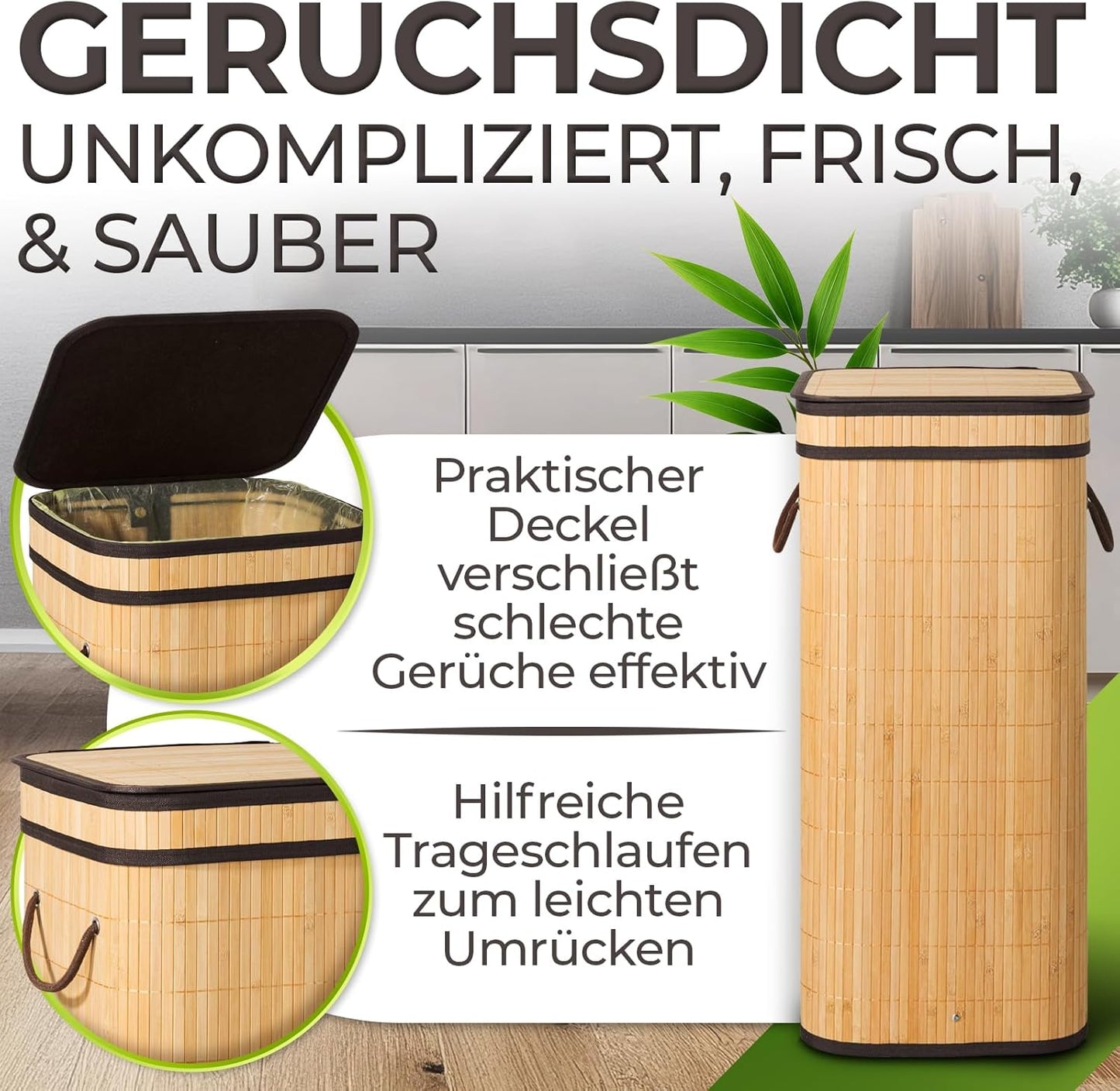 Mülleimer mit Deckel und Griffen
