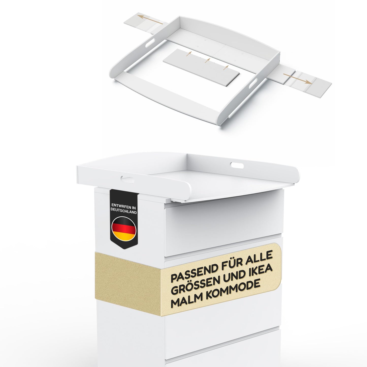 Wickelaufsatz für Malm Kommoden (ohne Wandlücke)