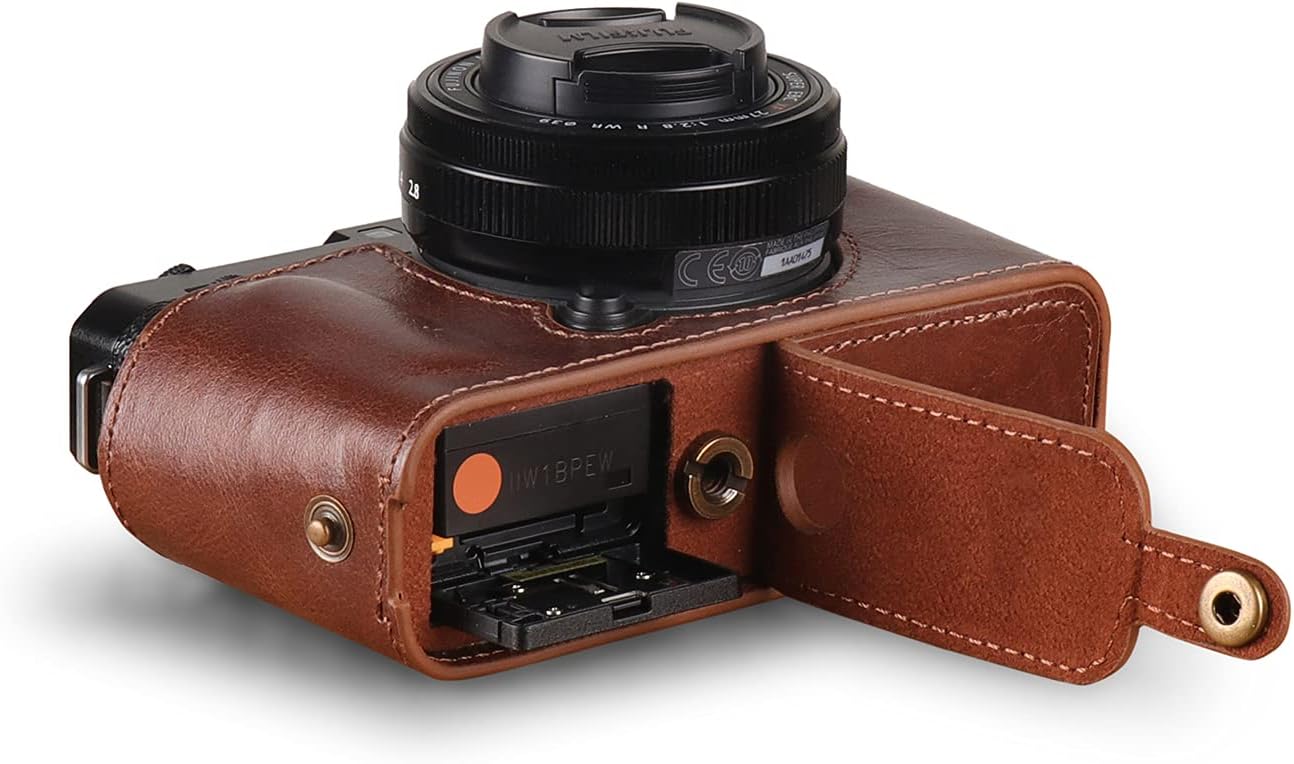 Lederkamera-Halbtasche für Fujifilm X Series X-E4, Braun