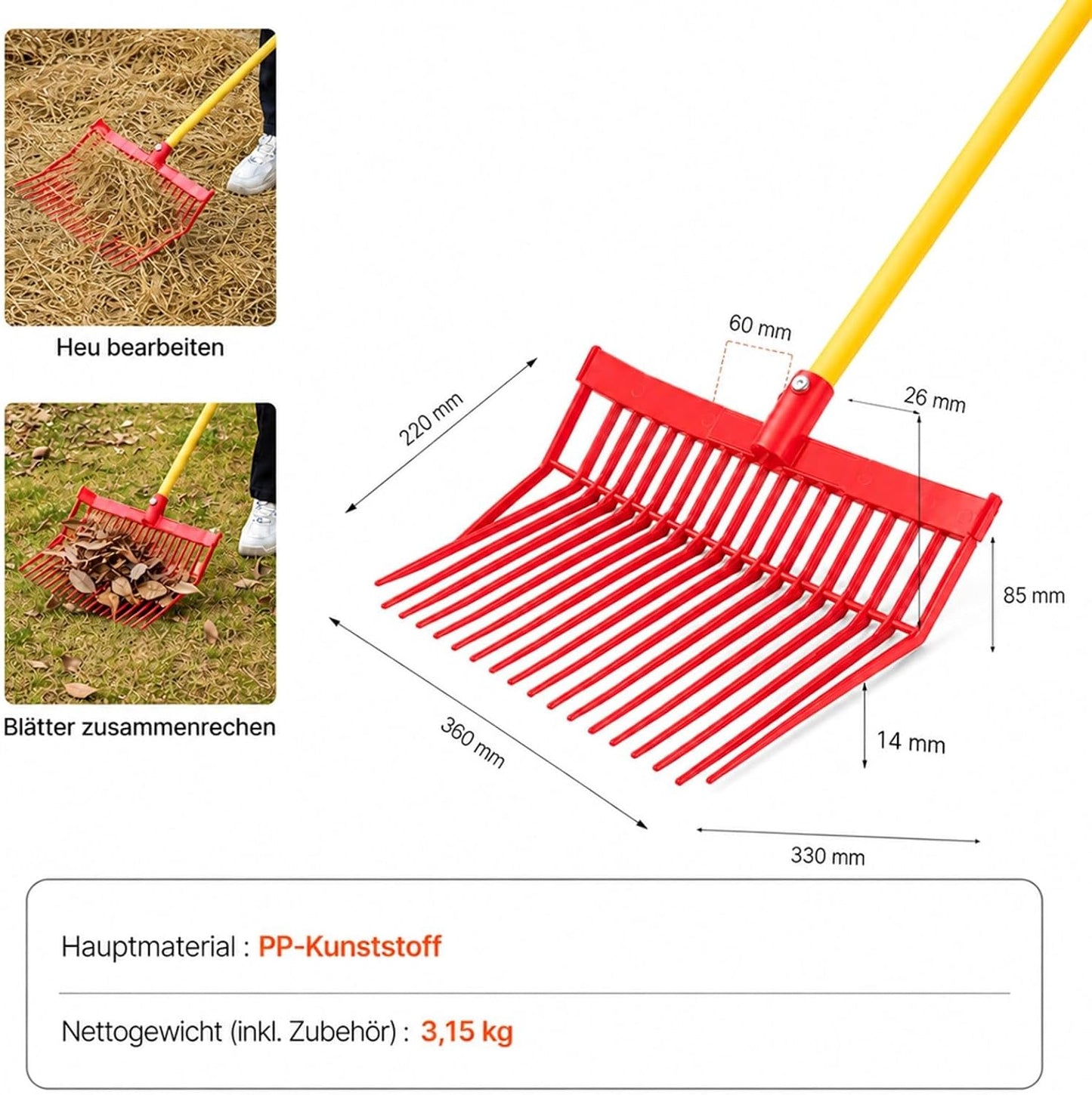 6-teiliges Mistgabel-Set mit 18 Zinken