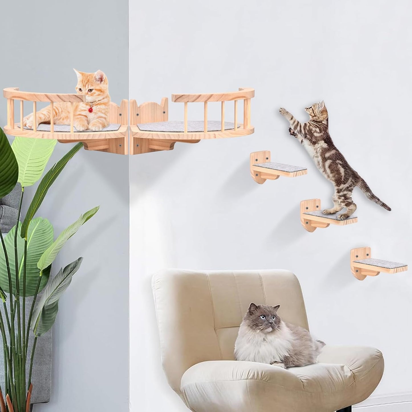 Katzenmöbel-Set mit 2 Böden und drei Kratz-Tritten