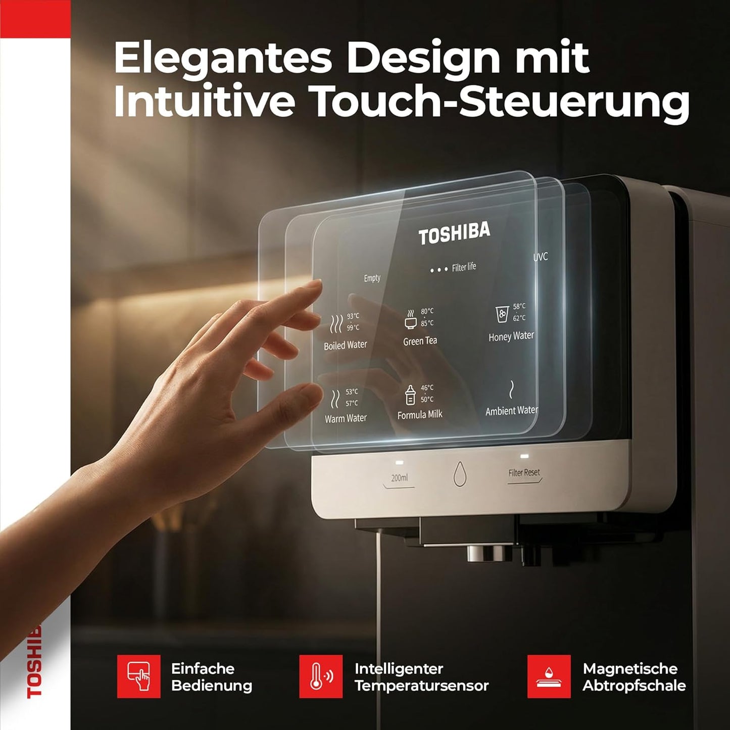 Toshiba Osmoseanlage mit Heisswasserspender & UV Licht, b. Perlweiss