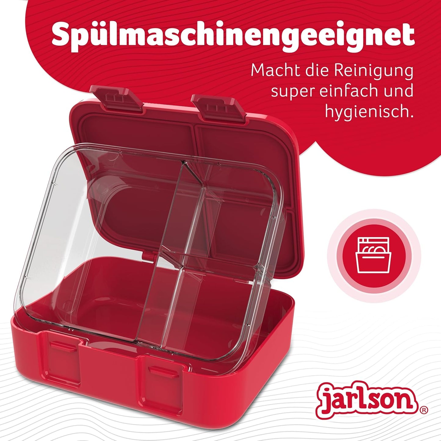 Kinder Bento Lunchbox mit Trennfächern, Drache Rot
