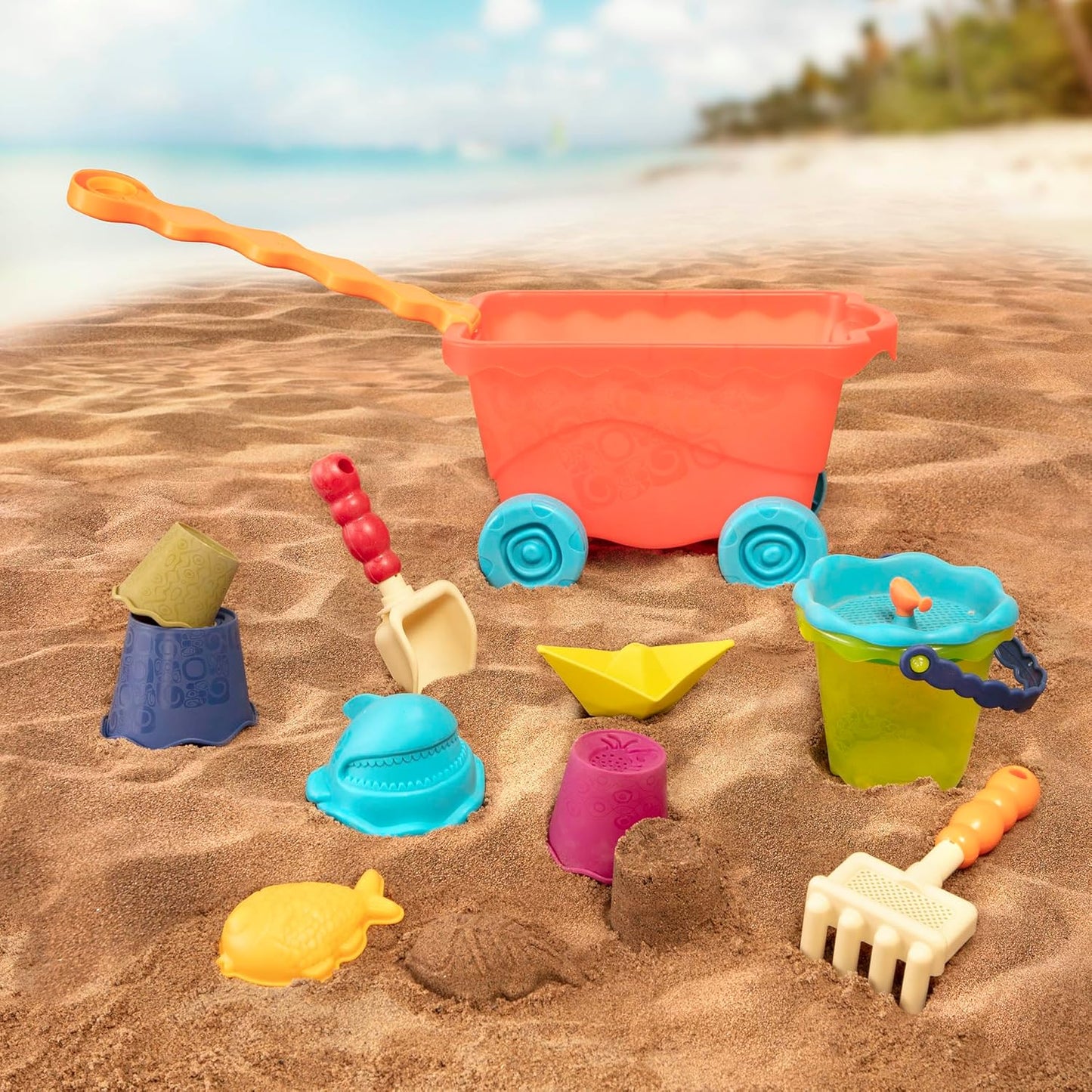 Wavy-Wagon Strandspielzeug-Set 10-teilig, Rot