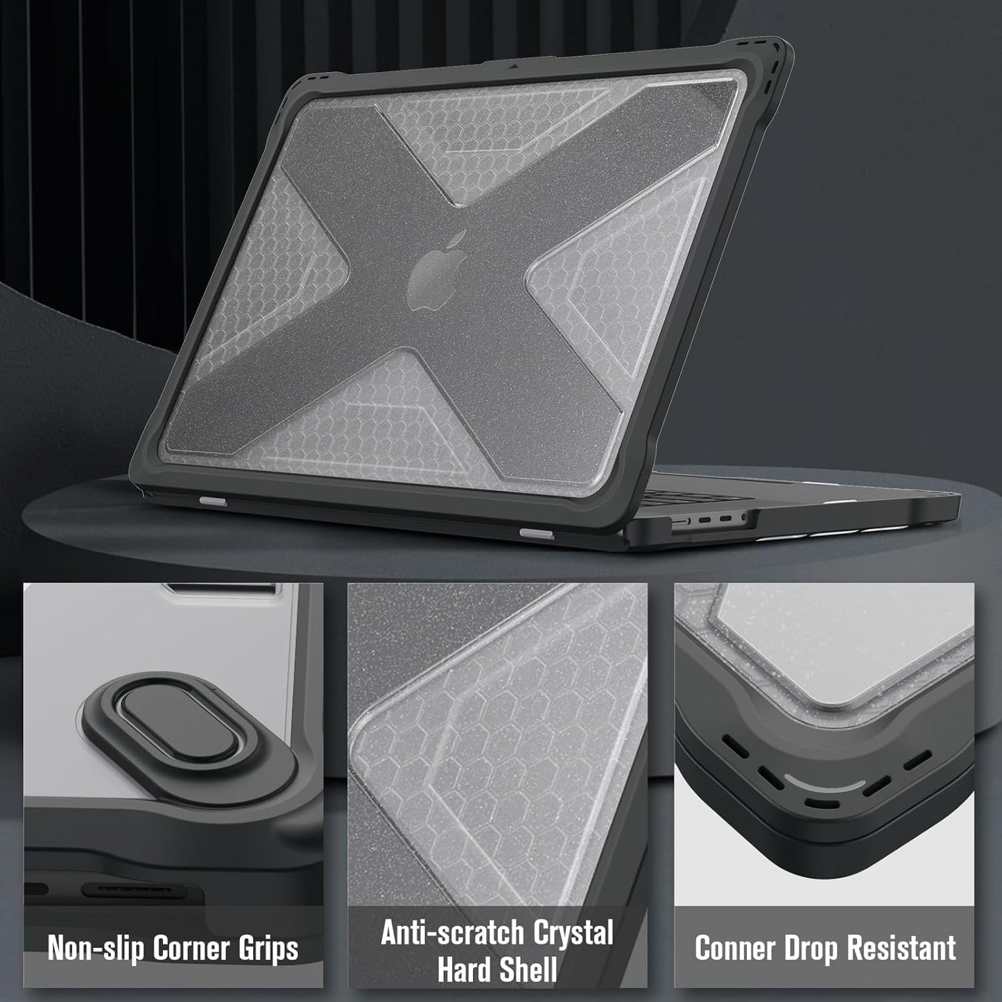 Rugged Hybrid Schutzhülle für MacBook Pro 14'', Transparent(Glitzer)