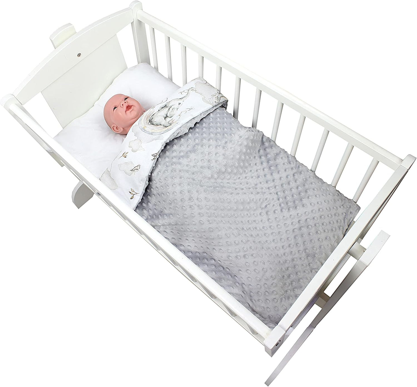 2er-Set Baby-Einschlagdecken (85x85 cm), Herbst/Winter - 85 cm x 85 cm Elefanten Regenbogen / Grau