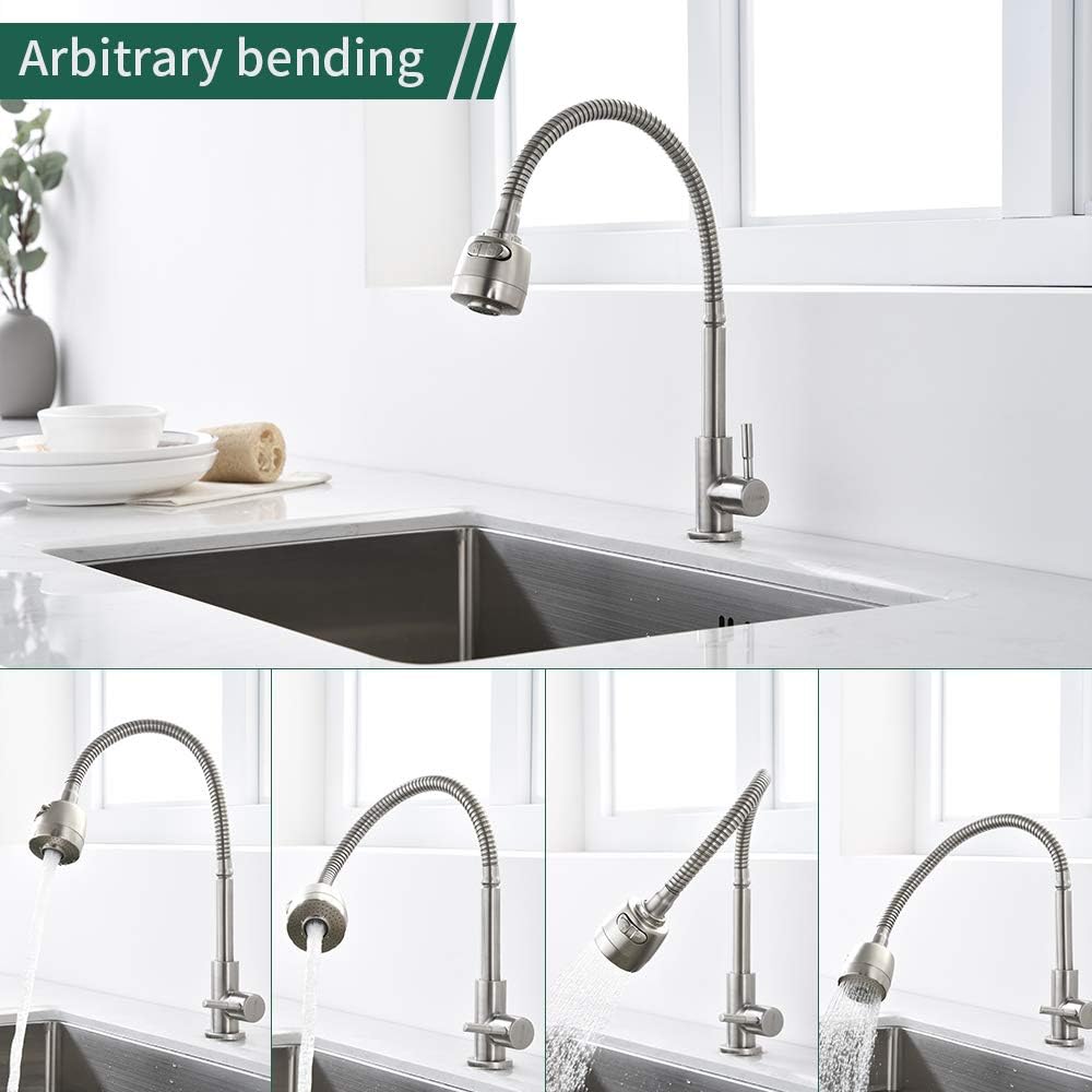 Küchenarmatur Schwenkbar, Gebürsteter-flexibler Küchenwasserhahn