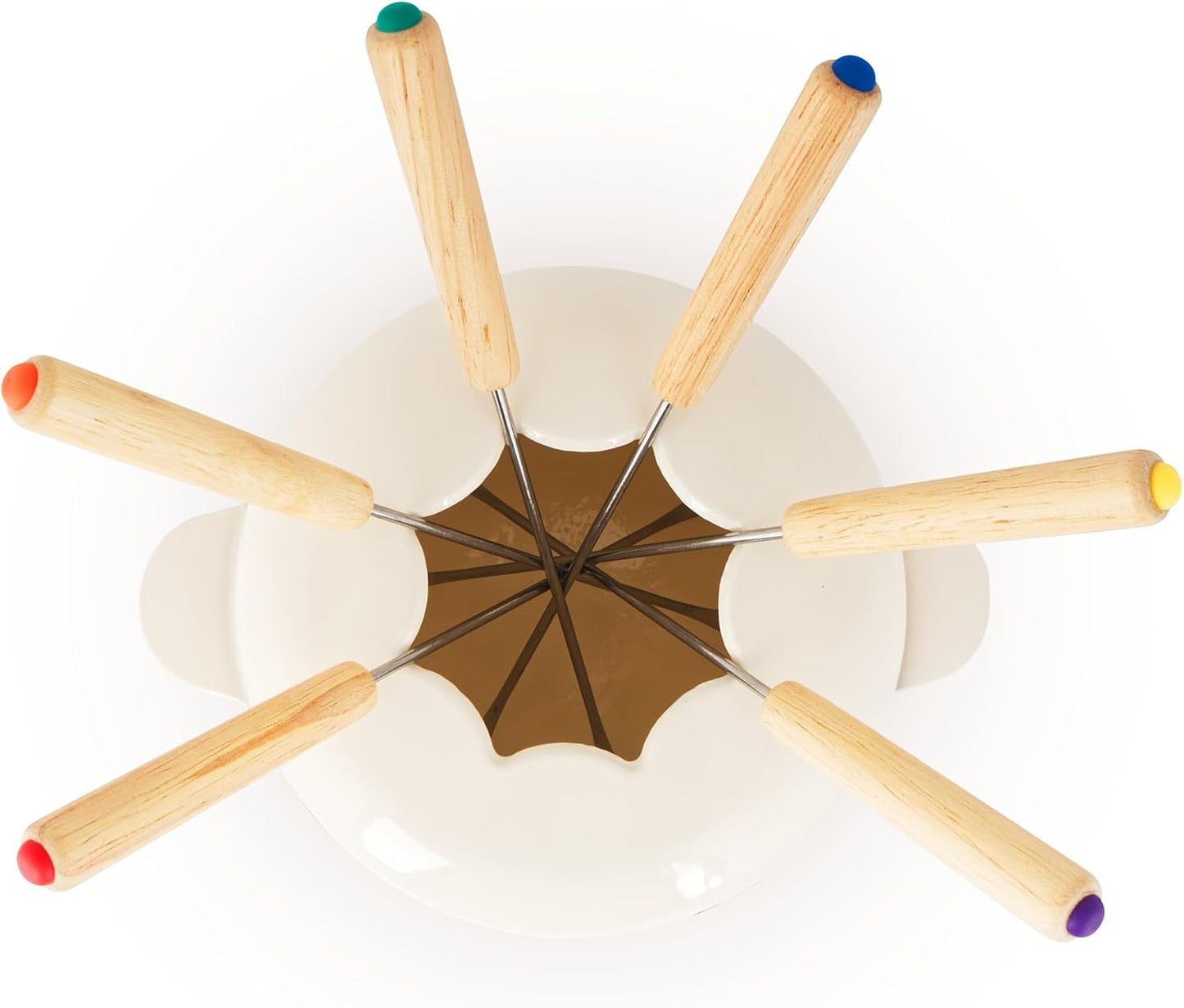 Gusseisen Fondue-Set für 6 Personen, Creme Emailliert