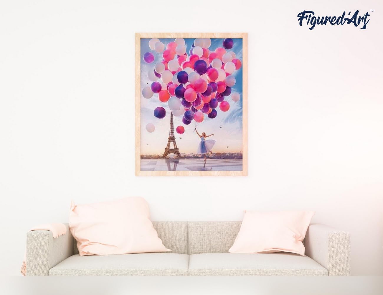 Malen Nach Zahlen Set mit Rahmen, Luftballons in Paris 40x50cm Mit Keilrahmen (nicht gespannt)