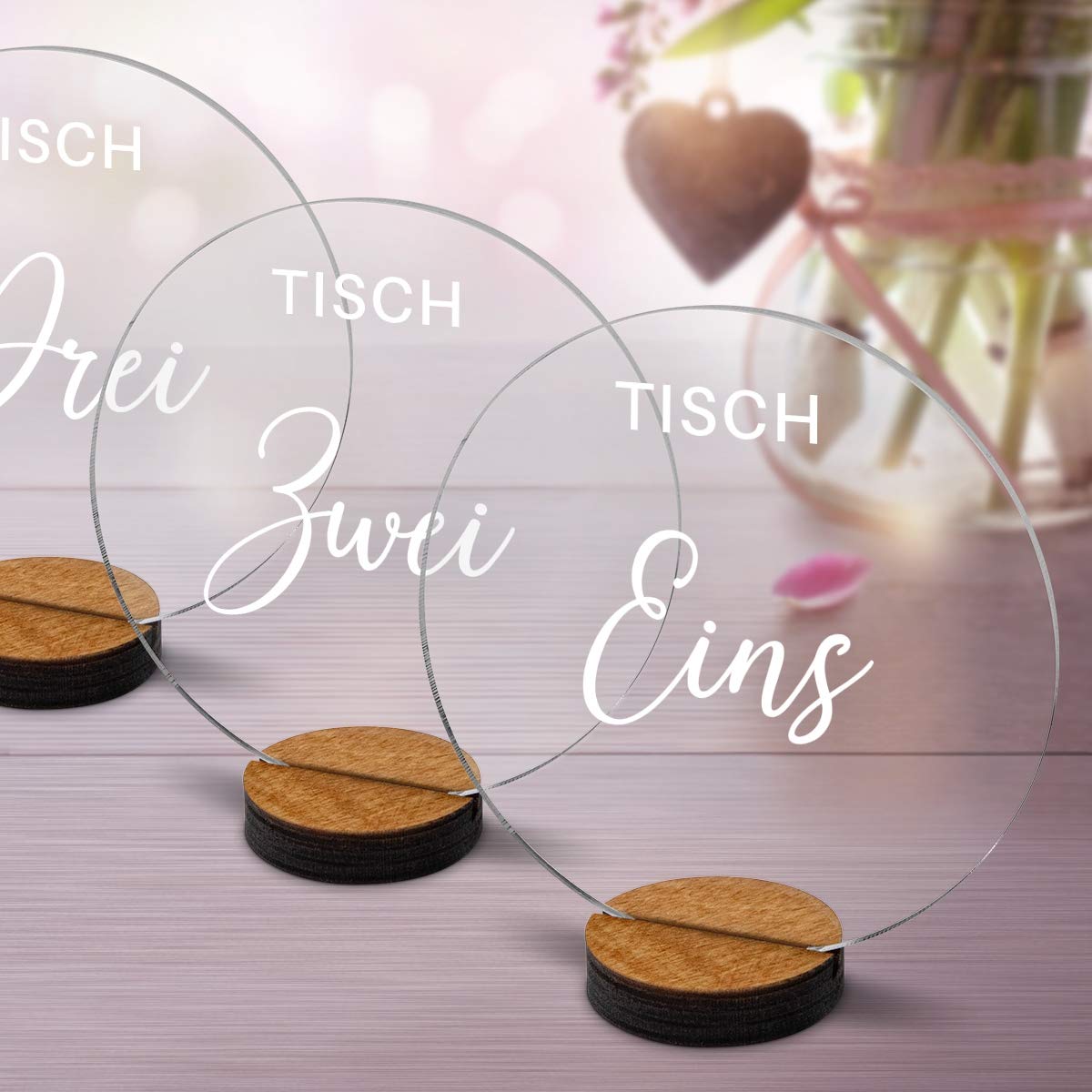 10er-Set Tischnummern für Hochzeit, 10 Schwungvoll Elegant
