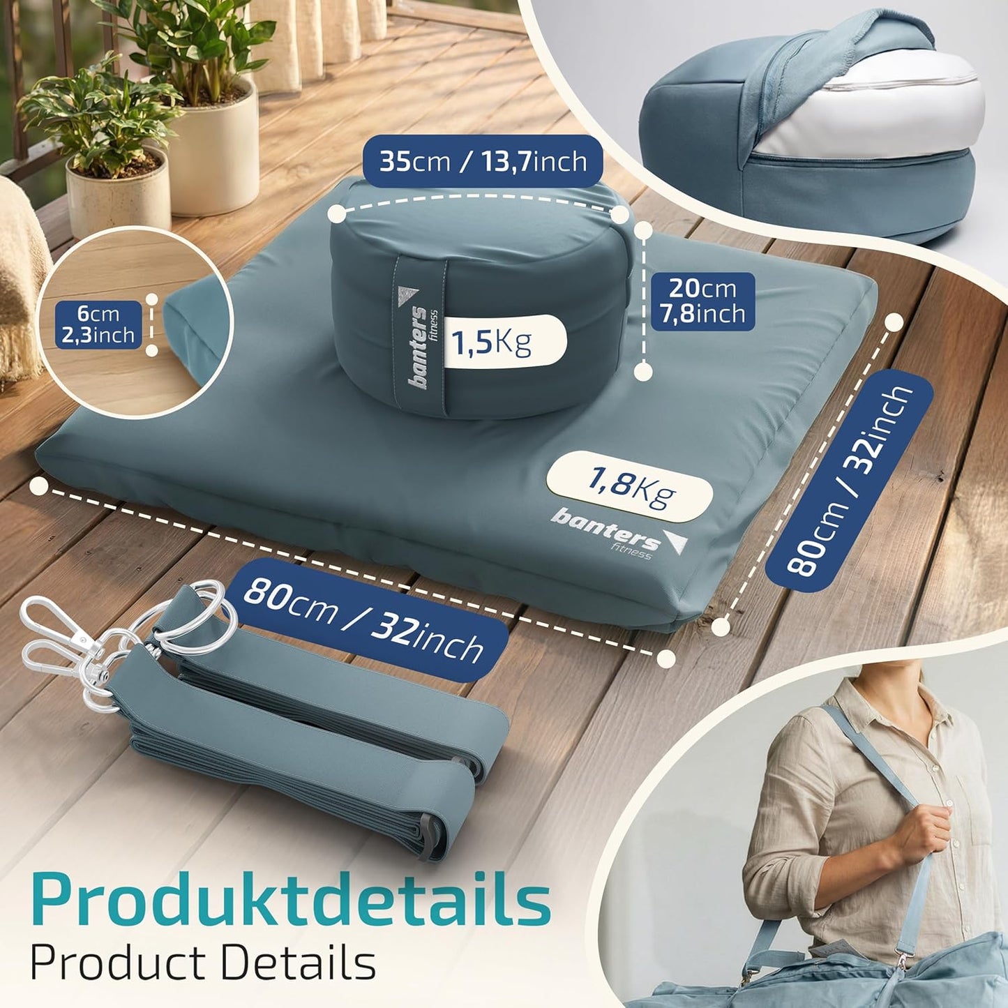 Meditationskissen-Set, Blau