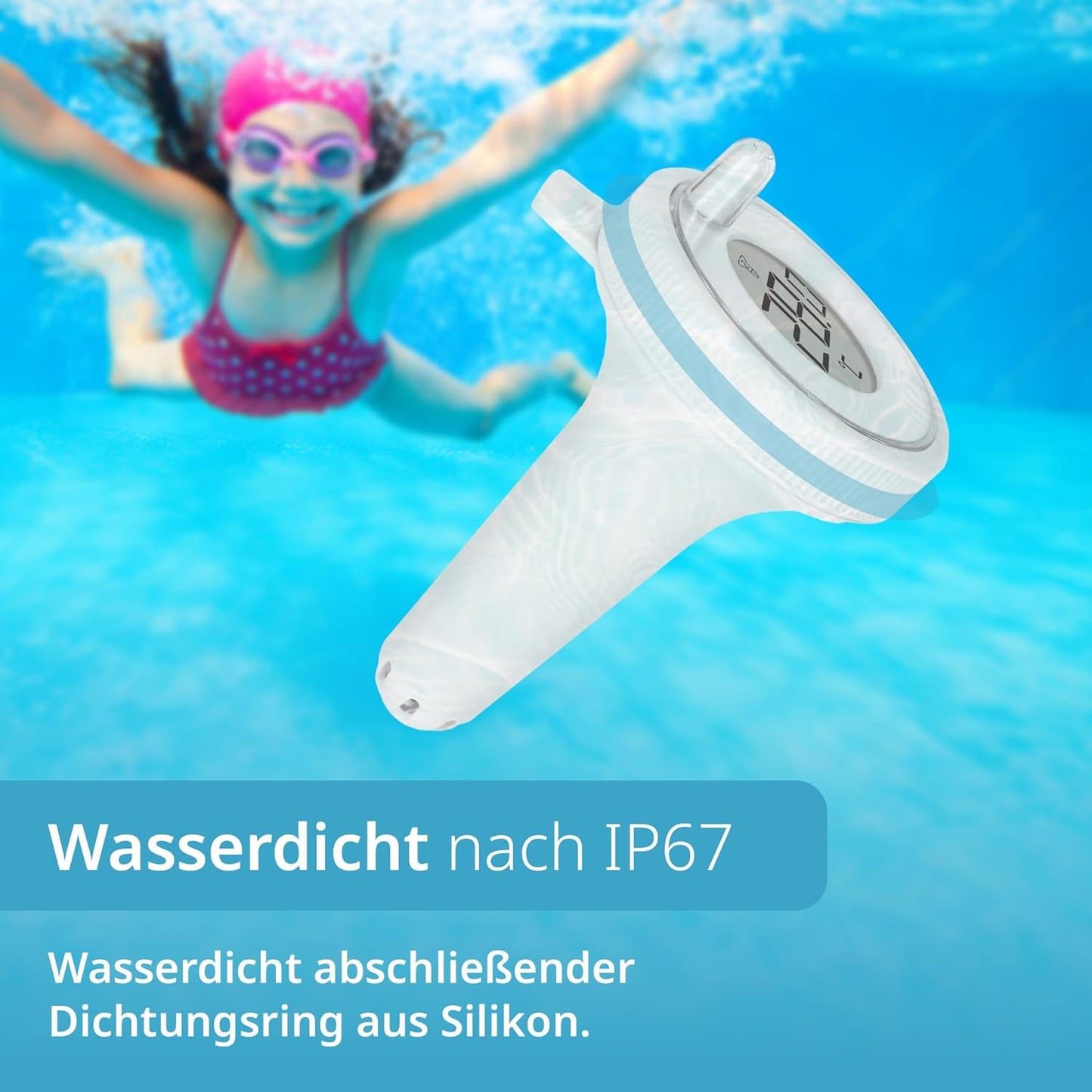 Schwimmendes Poolthermometer mit Funksensor, Weiss