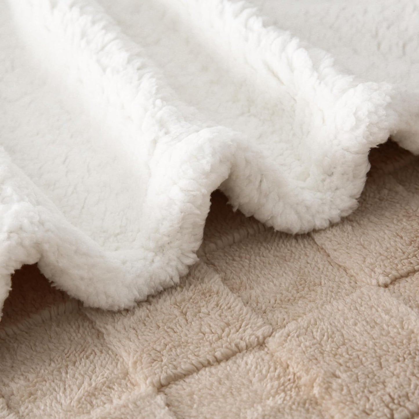 Doppellagige Sherpa-Fleecedecke 150x200 cm, 60"*80" Beige-2