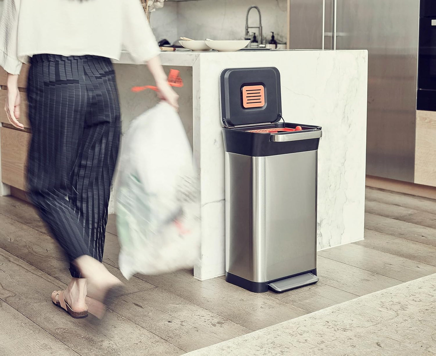Intelligenter Müllkompressor mit Geruchsfilter, 30L Rostfreier Stahl