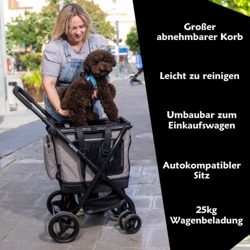 3‑in‑1 Haustier-Trolley Cube P mit Regenüberzug und Sicherheitsgurt