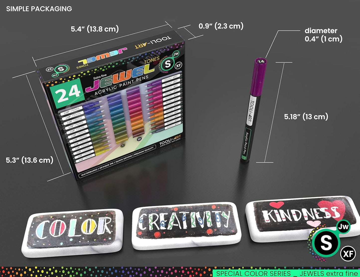 Juwel Extra Fein Acrylstifte-Set für Steinmalerei, wasserfest, JUWEL EXTRA FEIN
