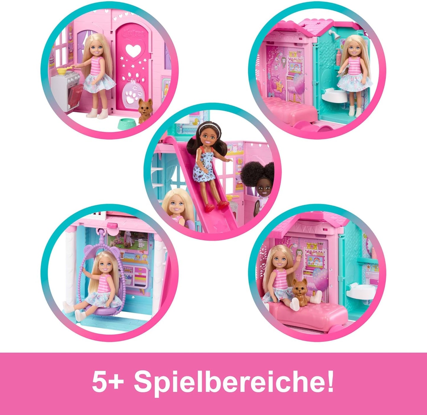Spielzeug-Puppenhaus mit Rutsche und Zubehör