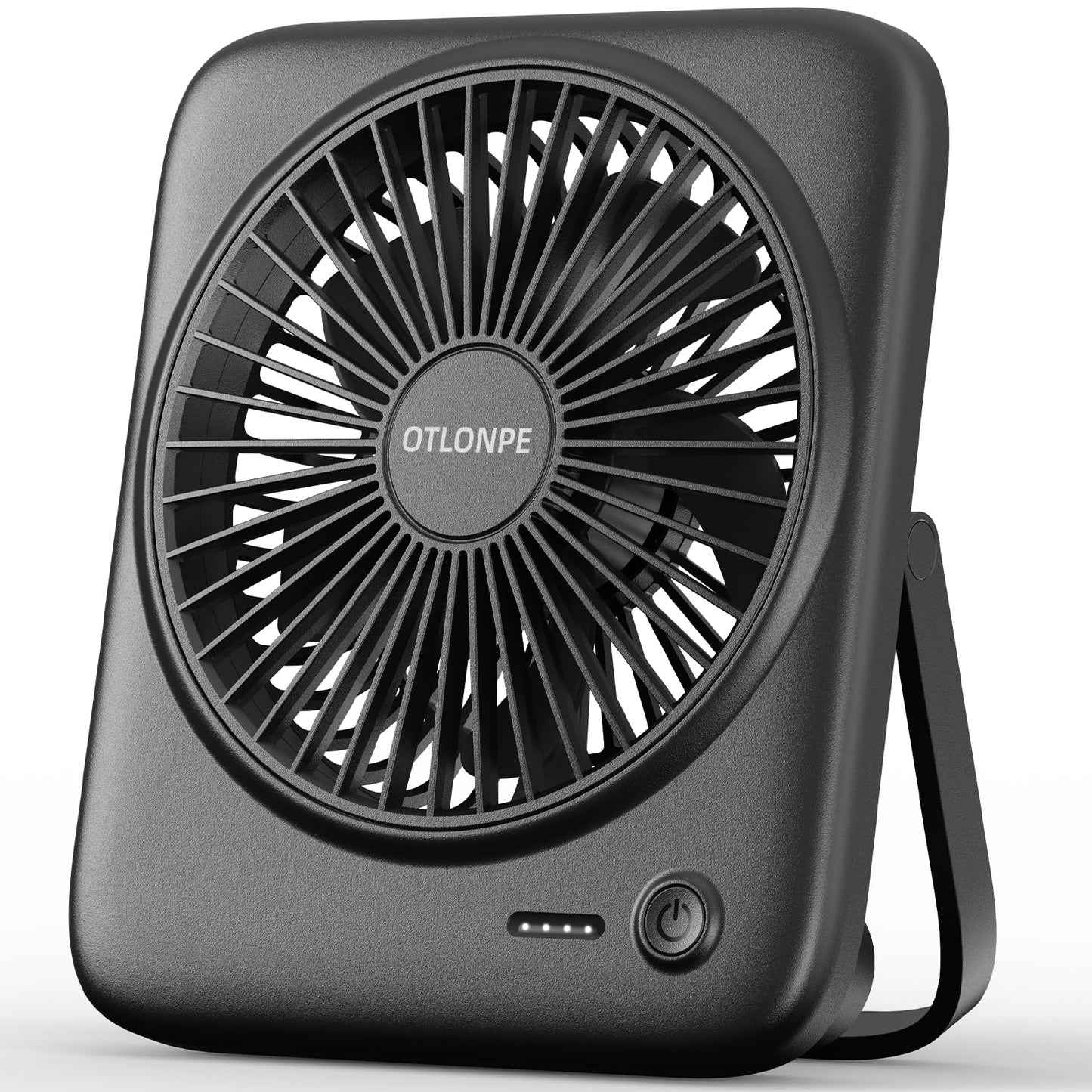 Tischventilator mit Akku, 4 Geschwindigkeiten, Schwarz