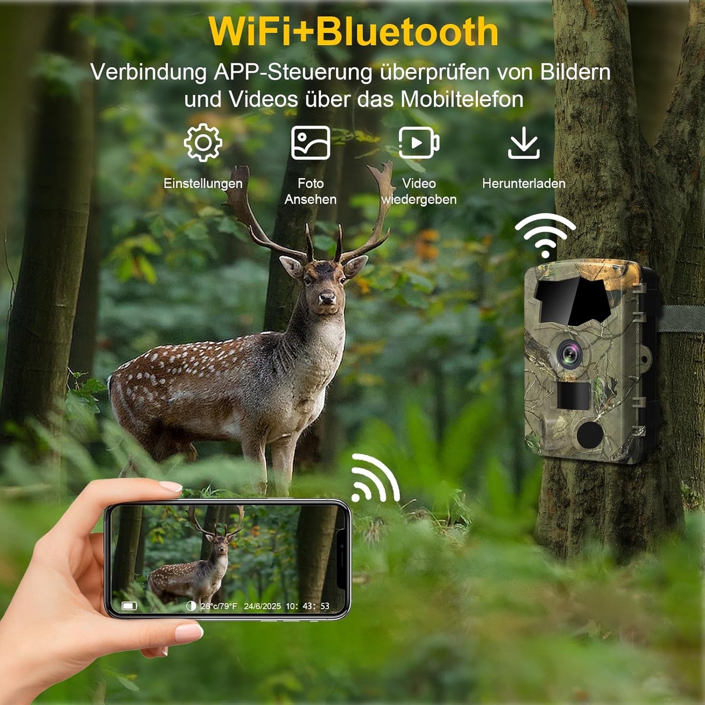 Wildkamera 5K WLAN mit Handyübertragung App