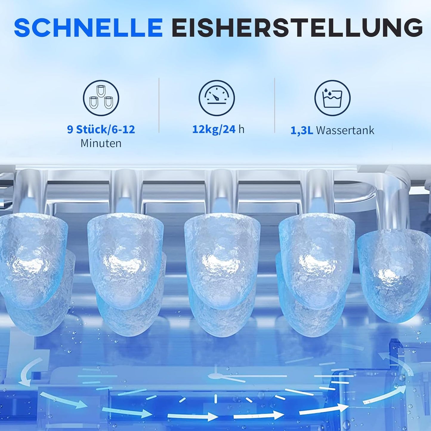 Eiswürfelmaschine mit Selbstreinigungsfunktion