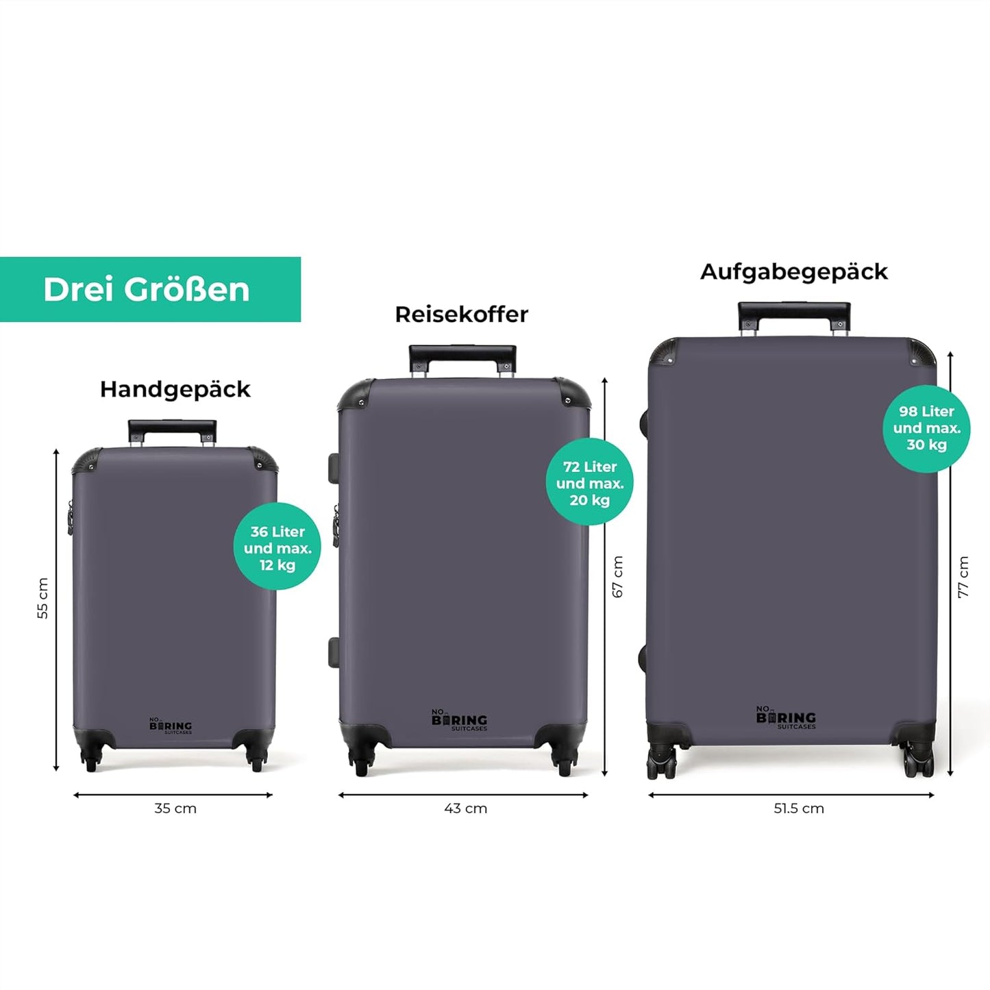 Hartschalenkoffer mit Rollen und TSA-Schloss, Farbe - Grau Grösse XL