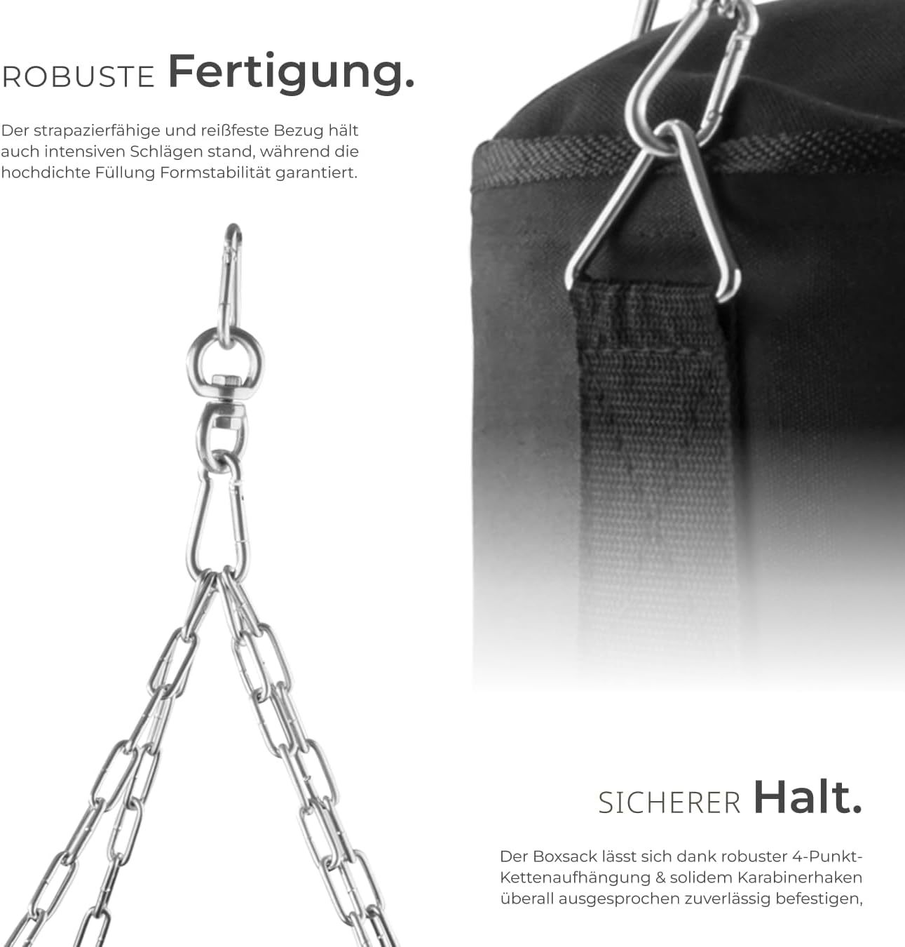 Boxsack mit Halterung und Stahlkette (25 kg)