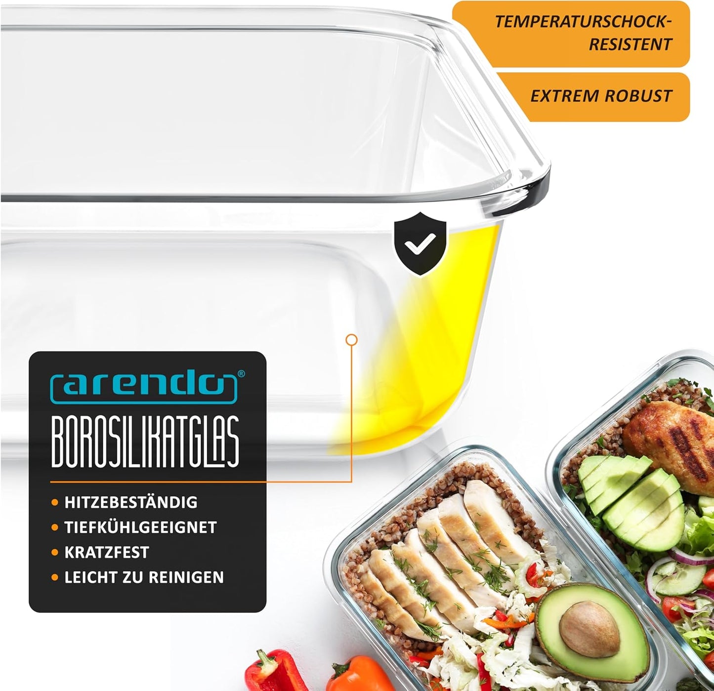 Glas Frischhaltedosen luftdicht 2er-Set (1500 ml), B: 2x 1500ml