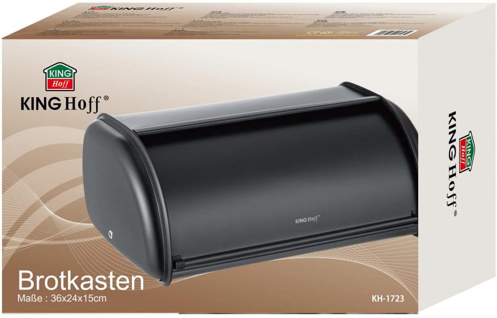 Brotkasten, Schwarz 36cm x 24cm x 15cm (Kleine )
