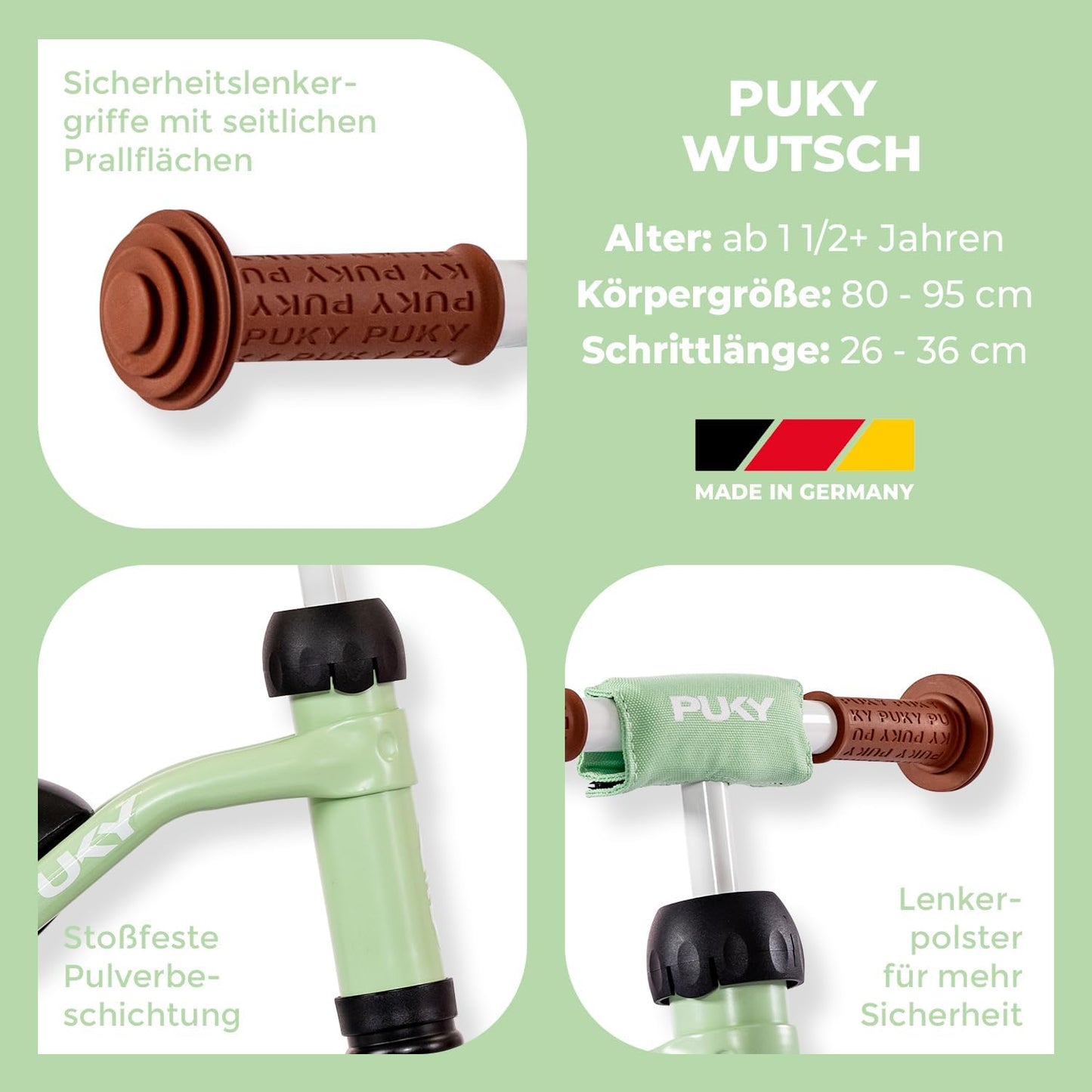 Puky Rutschfahrzeug Wutsch mit Lenkerpolster, Pastel Green