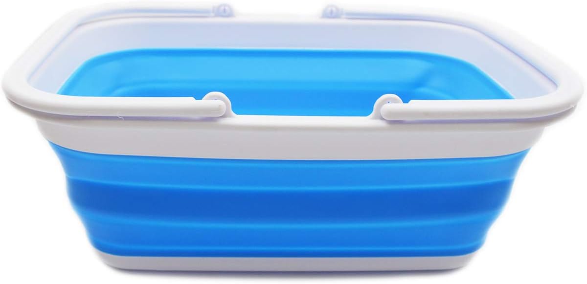 Faltbarer Korb mit Griff, White/Marine Blue