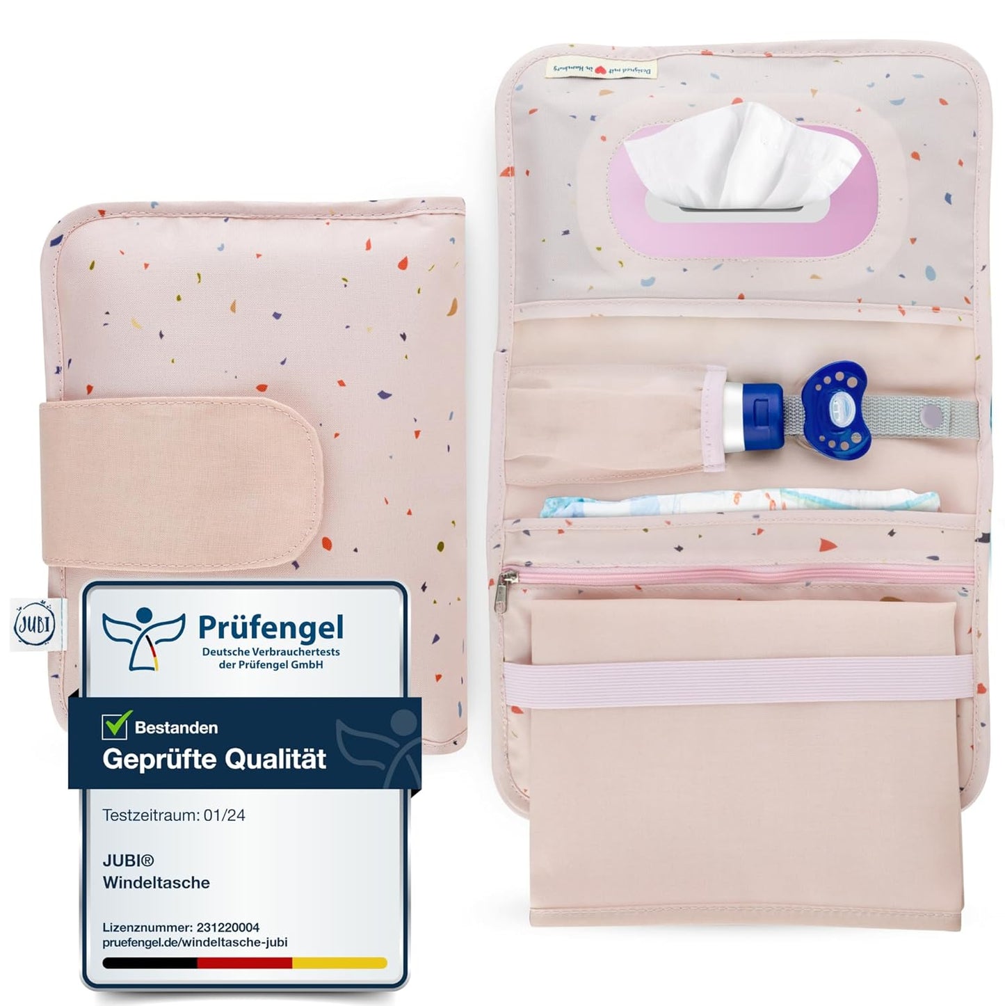 Windeltasche mit Wickelunterlage, Rosa