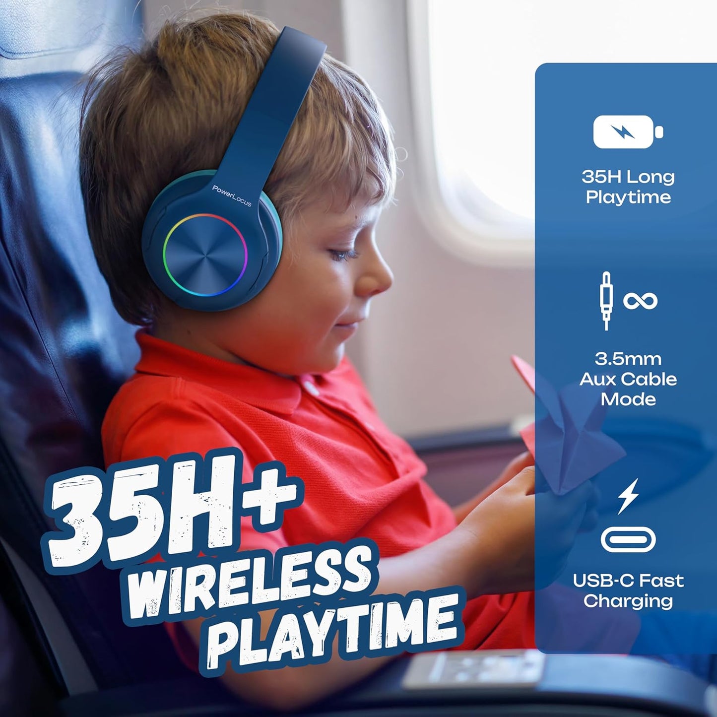 Bluetooth-Kinderkopfhörer, Blau