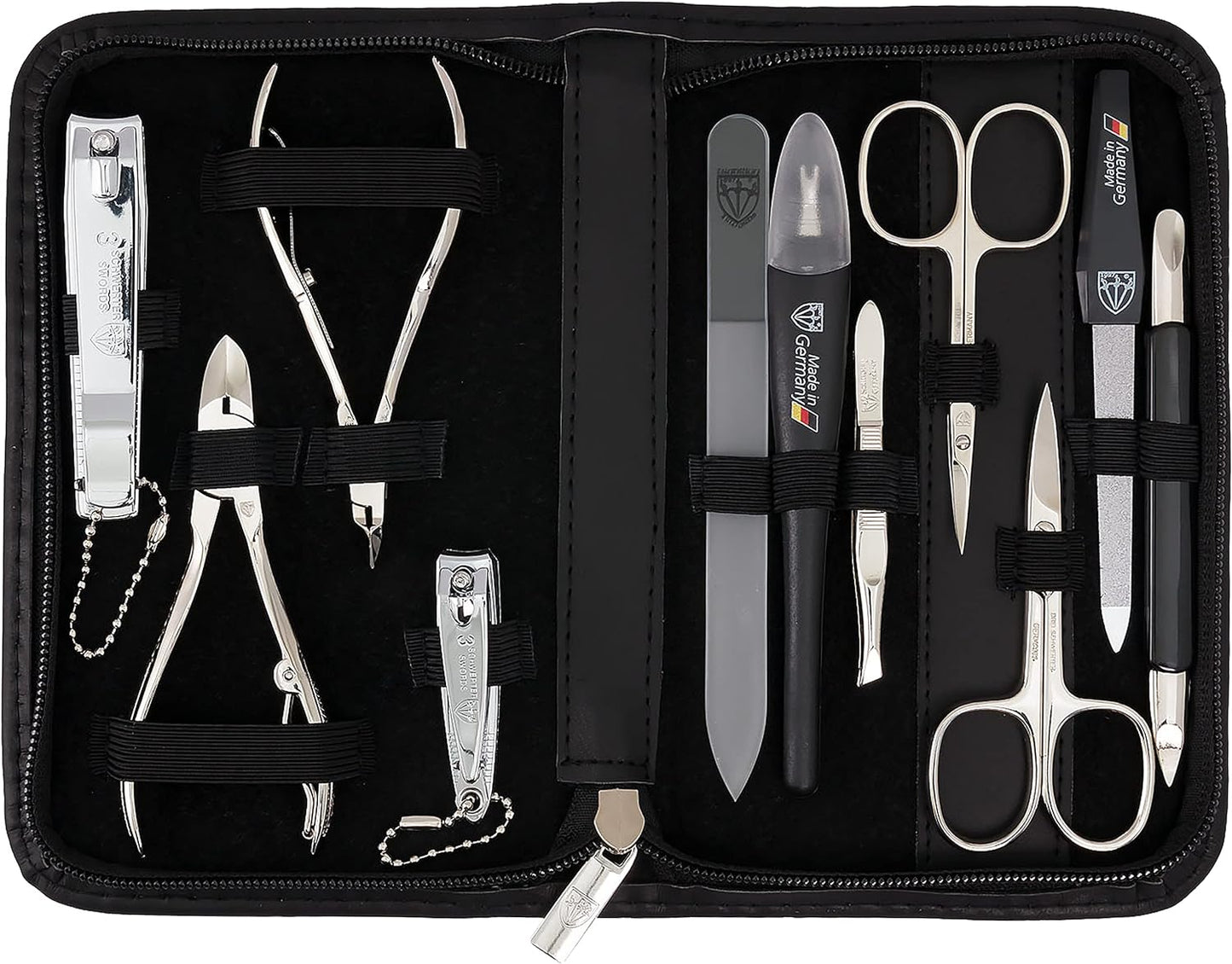 Maniküre Set, SCHWARZ / ECHT LEDER