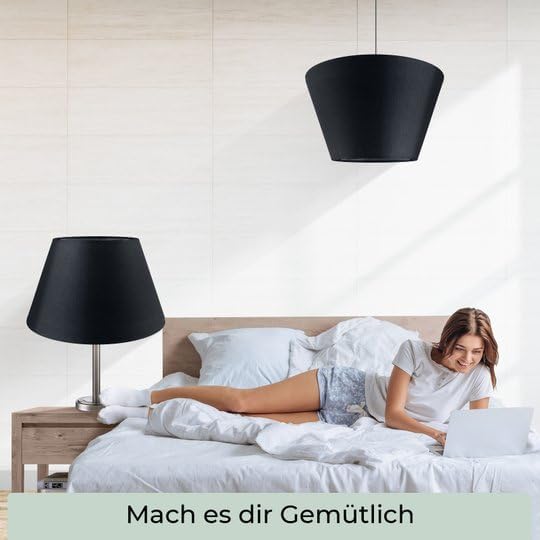 Premium Lampenschirm konisch (2XL, 40cm), Schwarz 2XL = ØU: 40cm | ØO: 20cm | H: 21cm