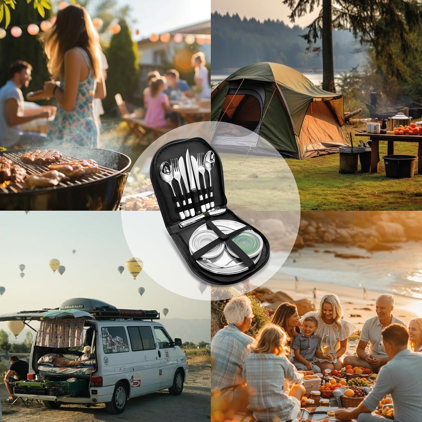 Camping Geschirr- und Besteck-Set