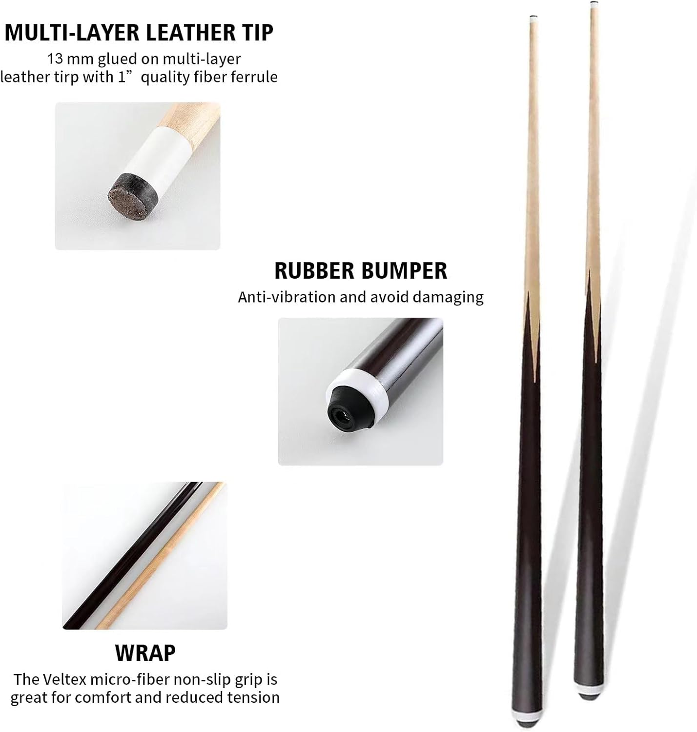 2-teiliger Poolqueue-Satz, 91,4 cm, 2 Stück