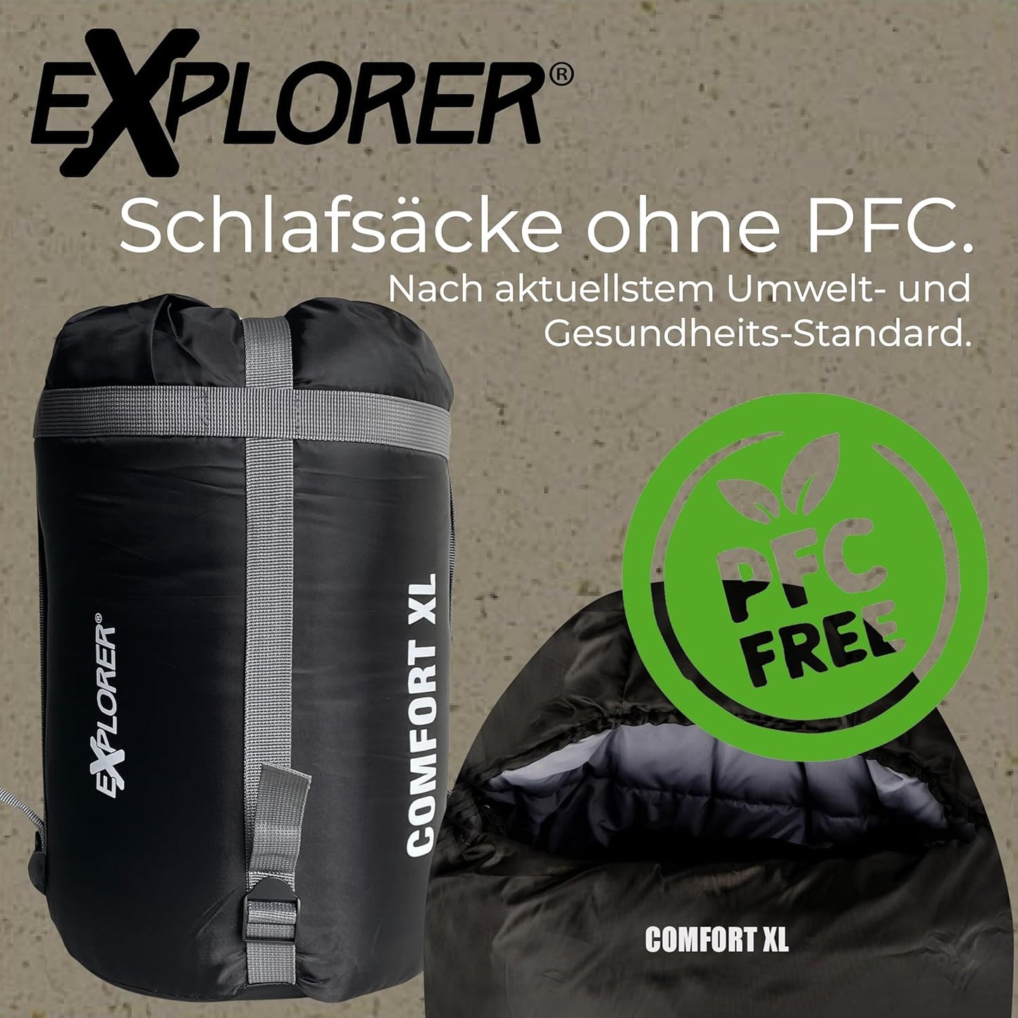 Comfort XL Mumienschlafsack, Schwarz