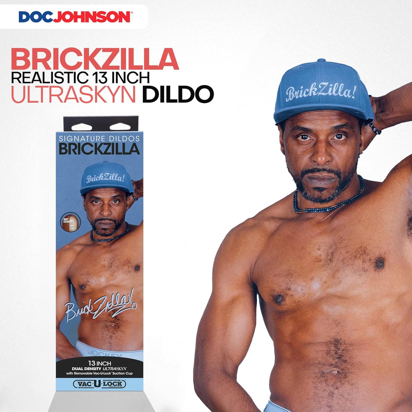 Brickzilla Signature Cock Dildo mit Vac-U-Lock, Braun