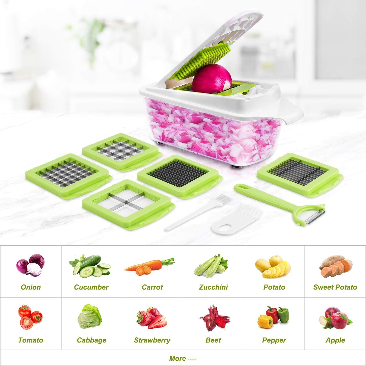 12-in-1 multifunktionales Gemüseschneider-Set, 12-teilig inkl. Sparschäler