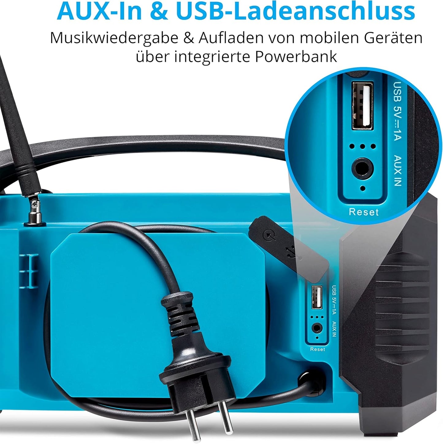 DAB+ Baustellenradio mit Bluetooth und Akku, Horizontal | 15 Watt (RMS)