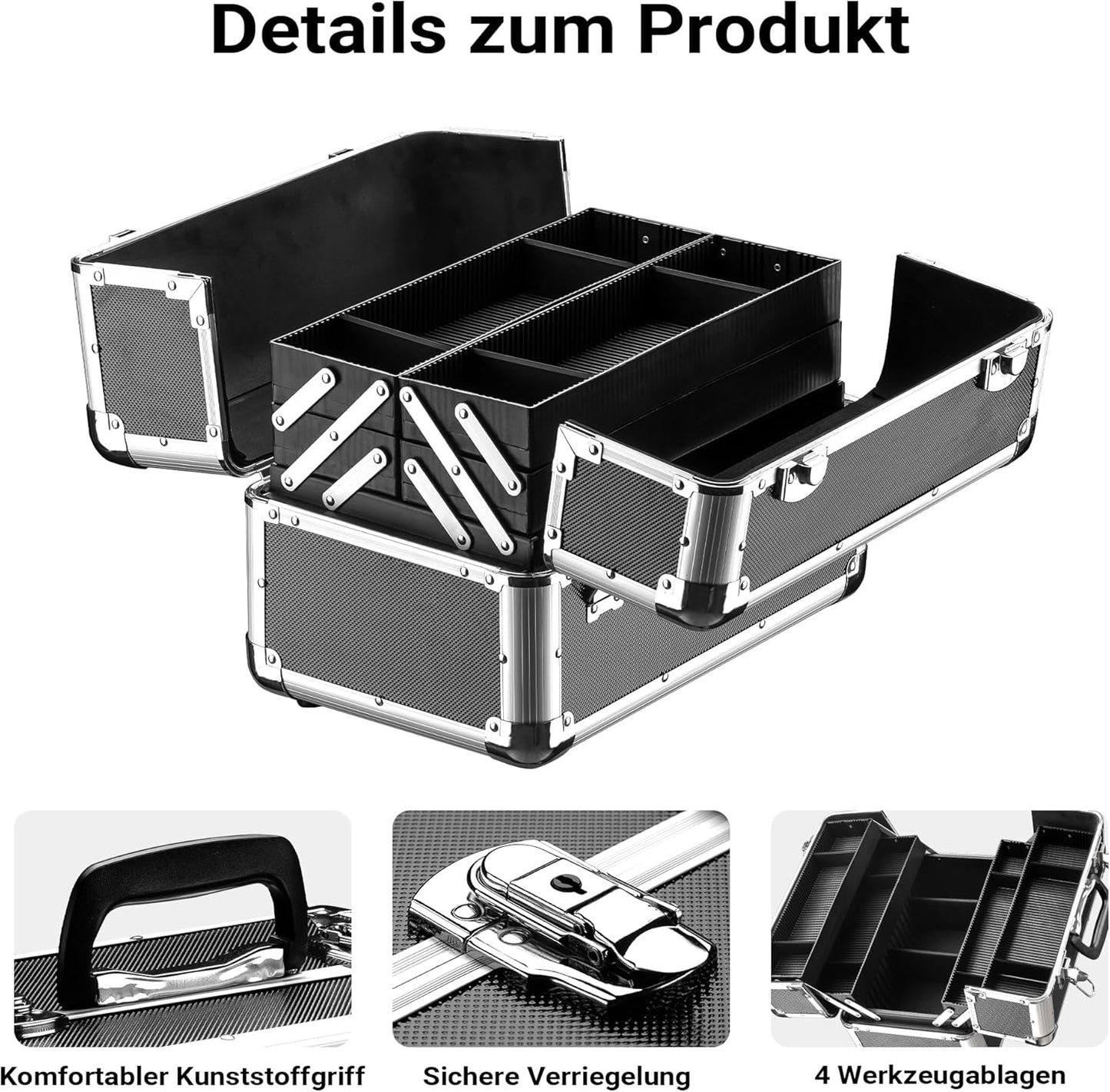 Universalkoffer mit Innenaufteilung, Schwarz 7-L