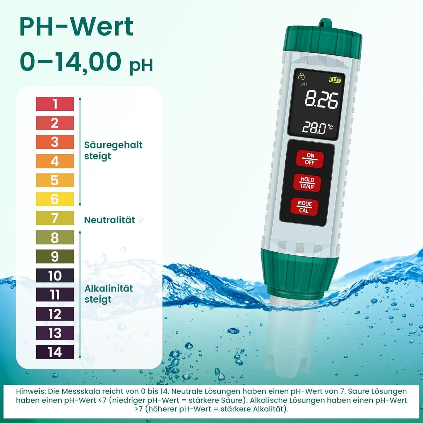 5-in-1 pH Messgerät mit LCD-Anzeige